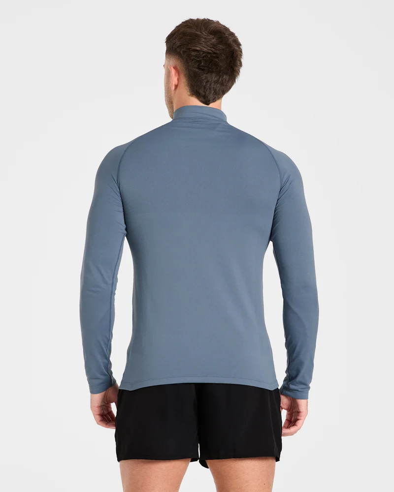 Essential Seamless 1/4 Zip Pullover - Slate Bleu