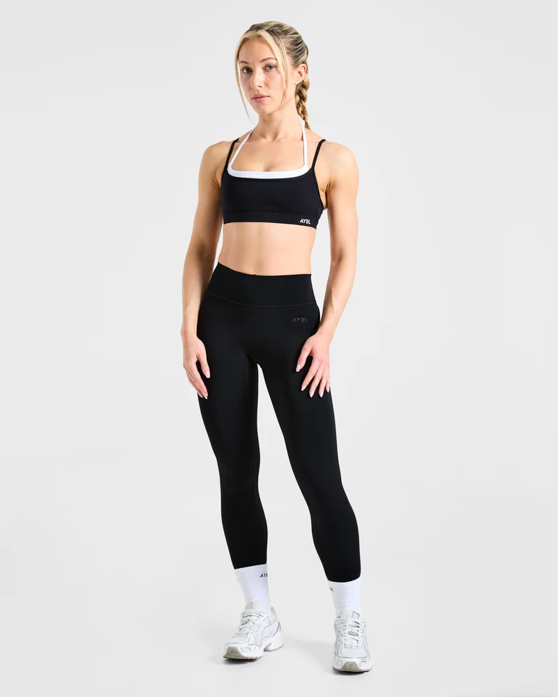 Essential Double Layer Sports Bra - Noir/Blanc