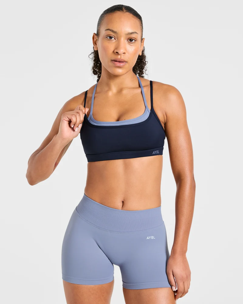 Essential Double Layer Sports Bra - Navy