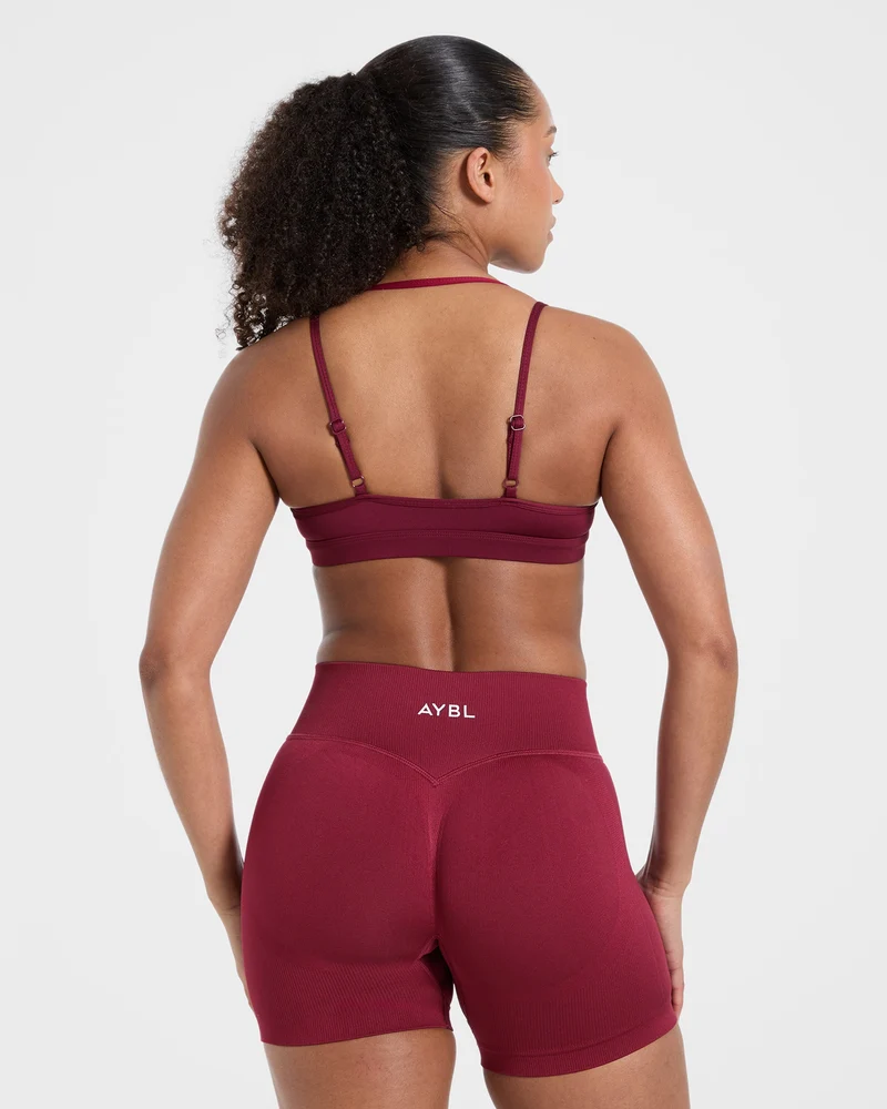 Essential Double Layer Sports Bra - Burgundy