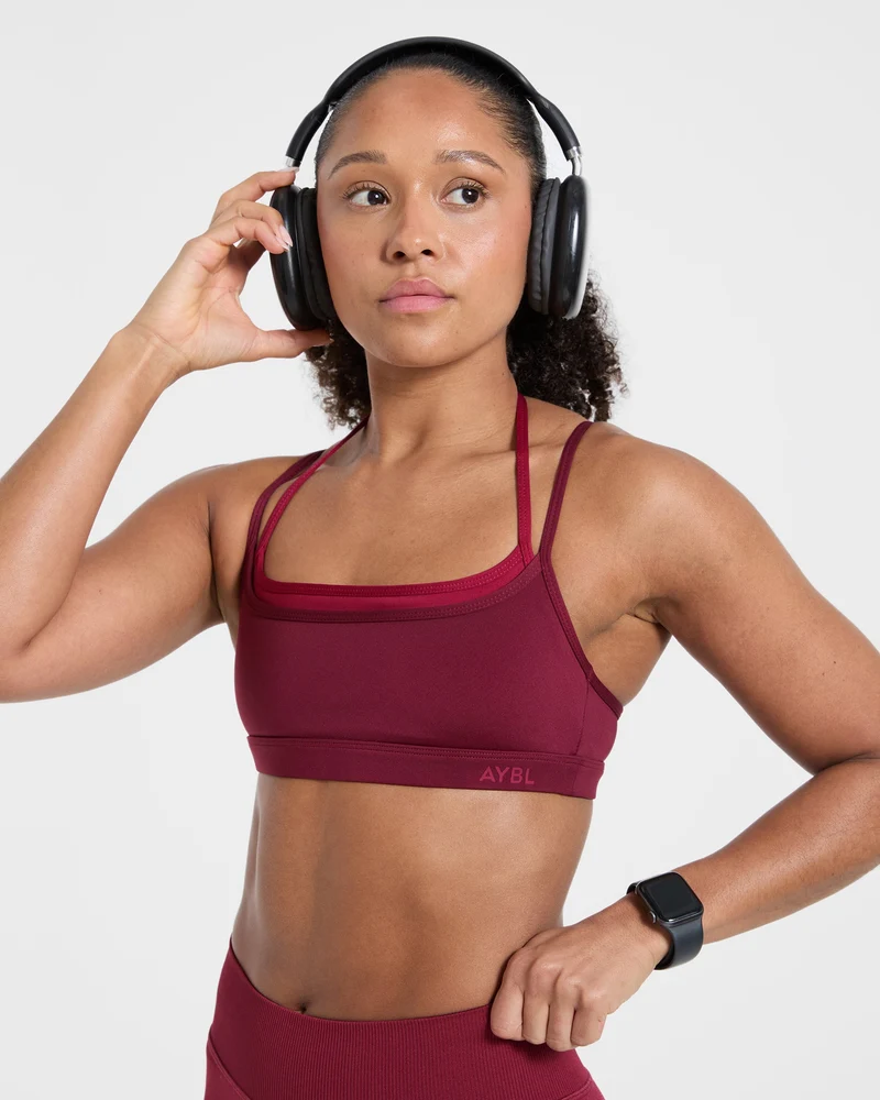Essential Double Layer Sports Bra - Burgundy