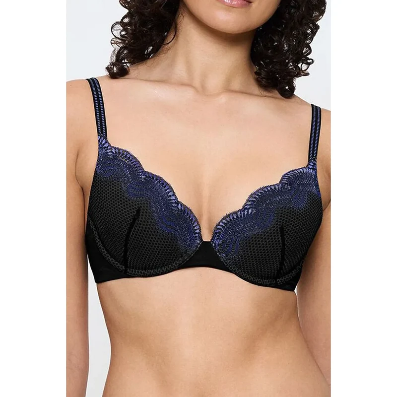 Soutien-gorge push-up bleu marine dentelle Triumph Comfort Glam WHU maintien optimal