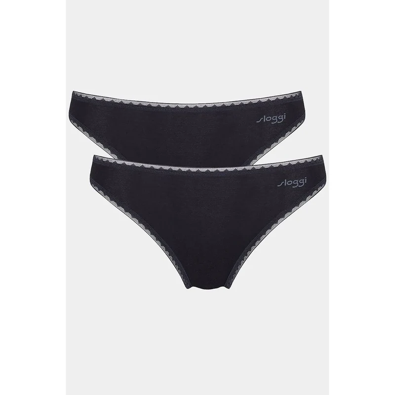 Culottes coton bio femmes dentelle géométrique confort quotidien noir 2 paires