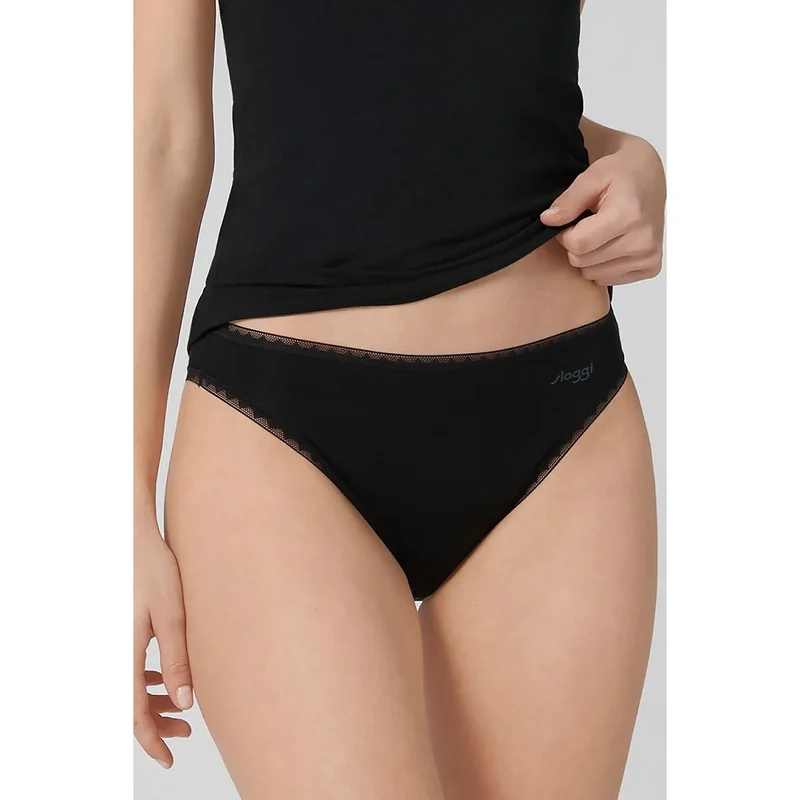 Culottes coton bio femmes dentelle géométrique confort quotidien noir 2 paires