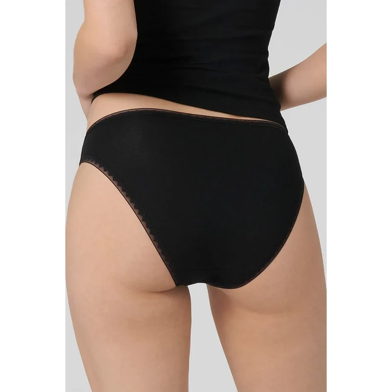 Culottes coton bio femmes dentelle géométrique confort quotidien noir 2 paires