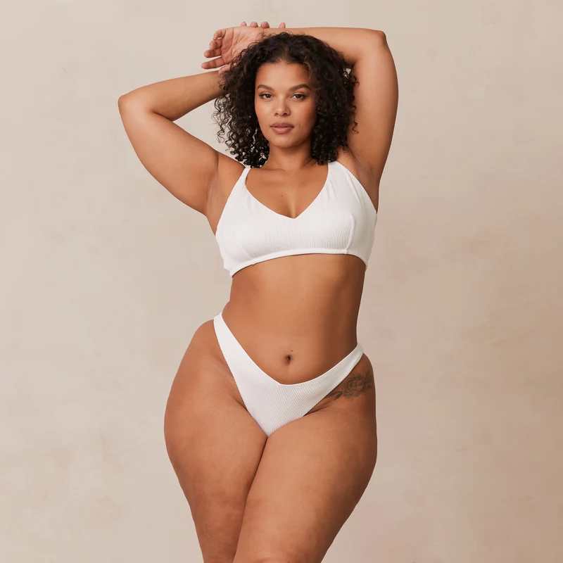 Ribbed Triangle Soutien-Gorge - Blanc