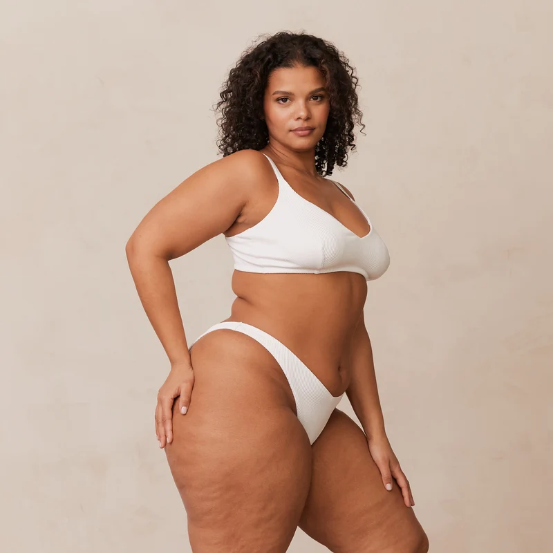 Ribbed Triangle Soutien-Gorge - Blanc