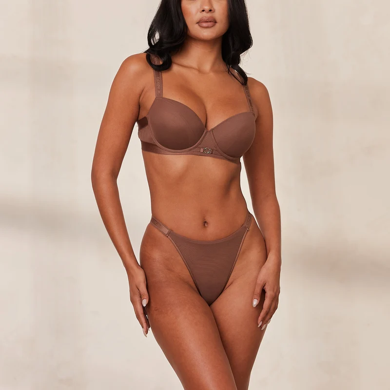 Smooth Mesh T-shirt Soutien-Gorge - Noisette
