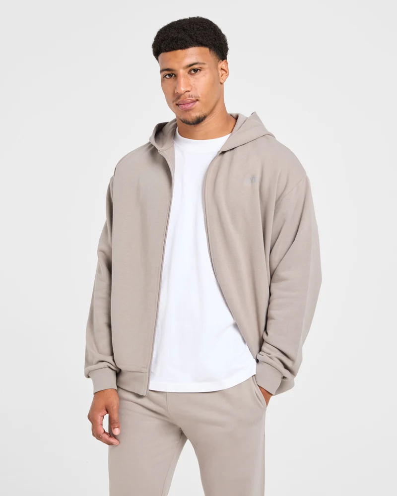 Craft Oversized Zip Up Hoodie - Fog