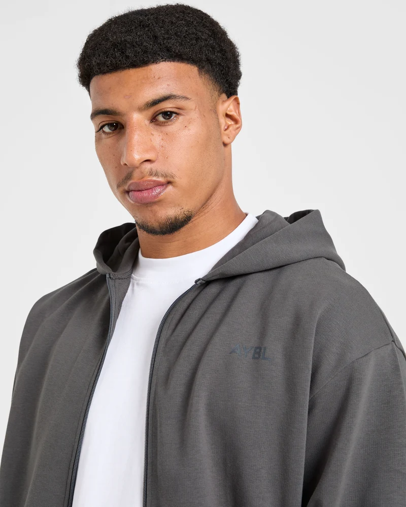 Craft Oversized Zip Up Hoodie - Charcoal