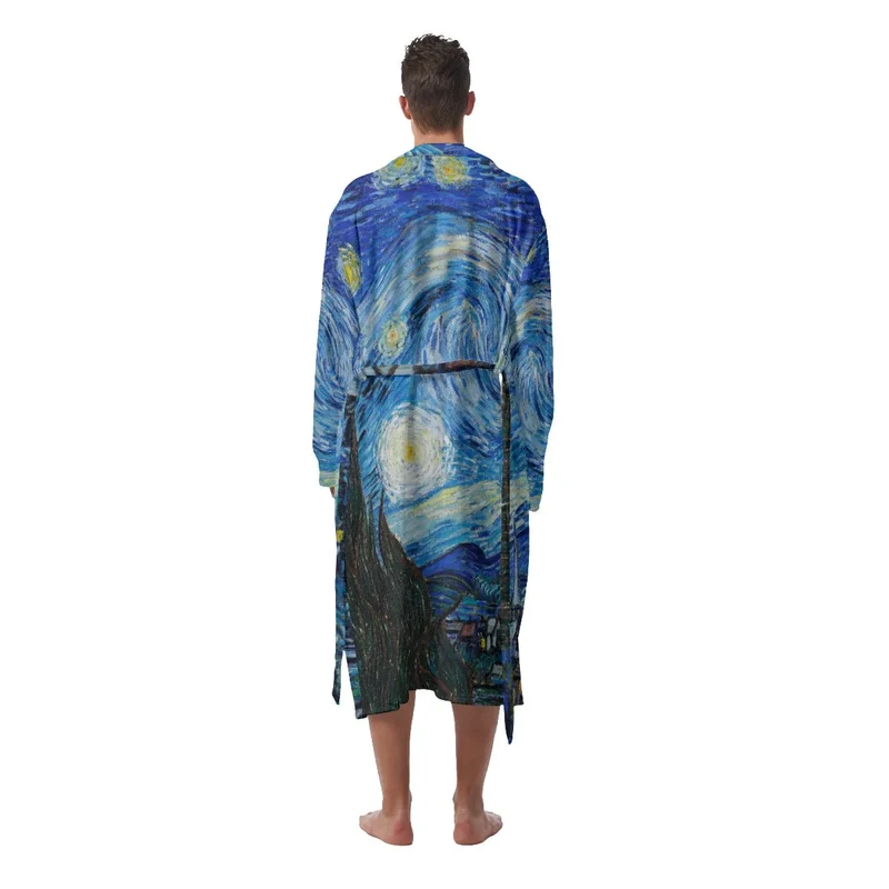 The Starry Night Van Gogh Art Heavy Fleece Robe