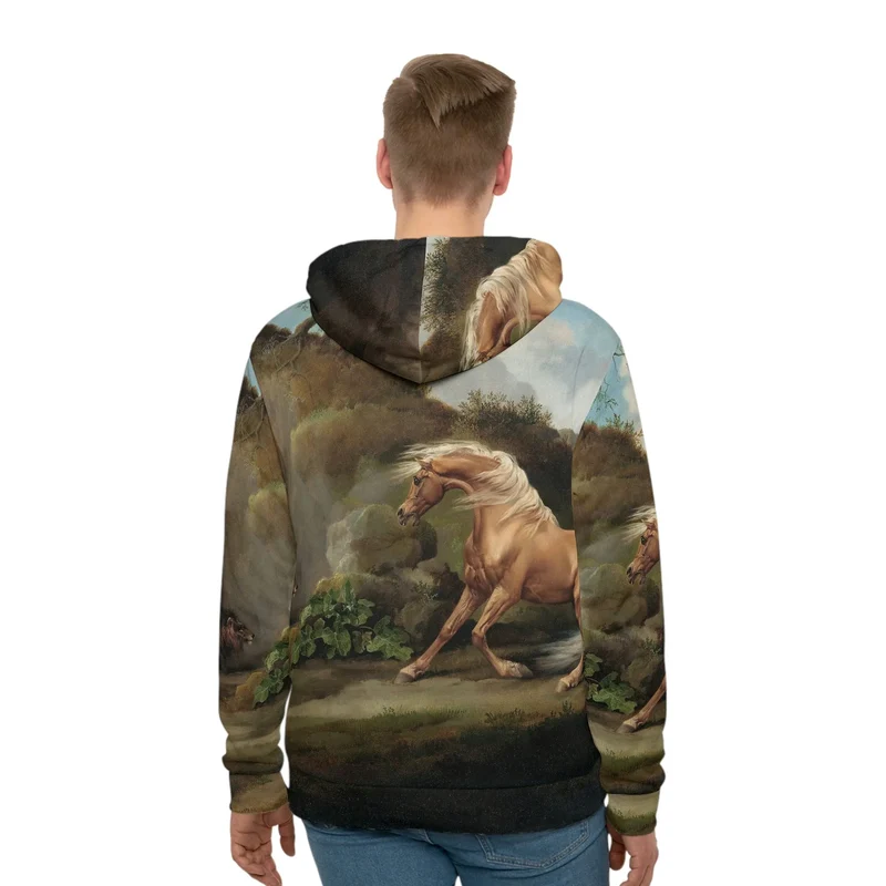 Horse Frightened by a Lion George Stubbs Art Hoodie