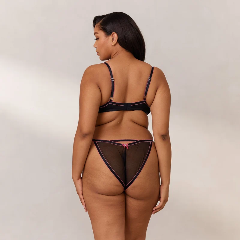 Bloom Embroidered Balcony Soutien-Gorge - Noir