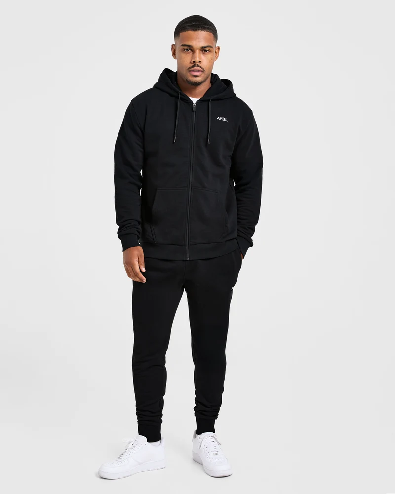 Essential Lightweight Zip Up Hoodie - Noir