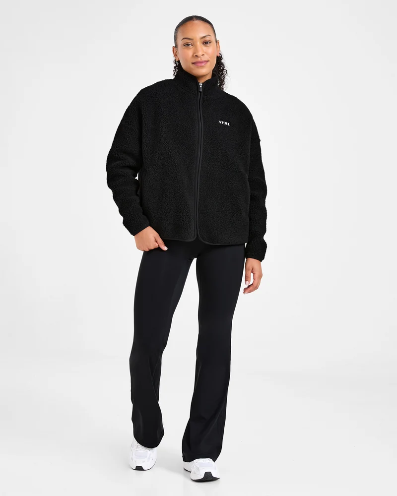 Oversized Zip Up Fleece Jacket - Noir