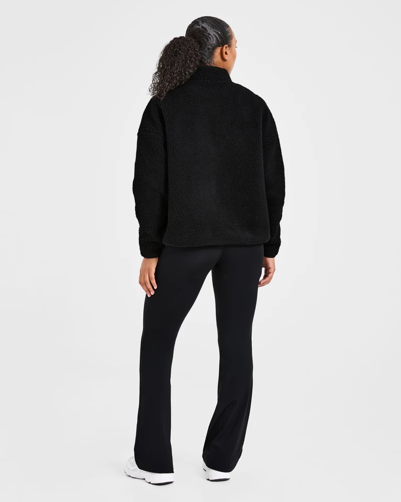 Oversized Zip Up Fleece Jacket - Noir