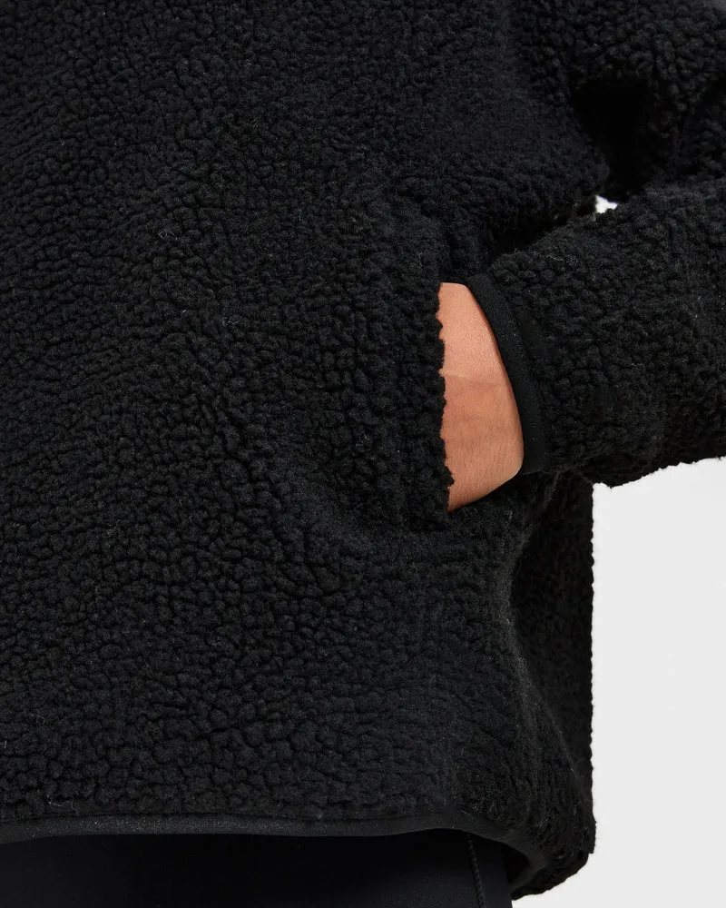 Oversized Zip Up Fleece Jacket - Noir