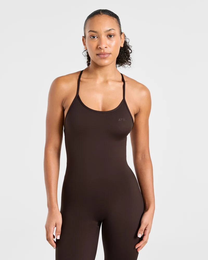 Sculpt Backless Flared All In One - Deep Cocoa Marron