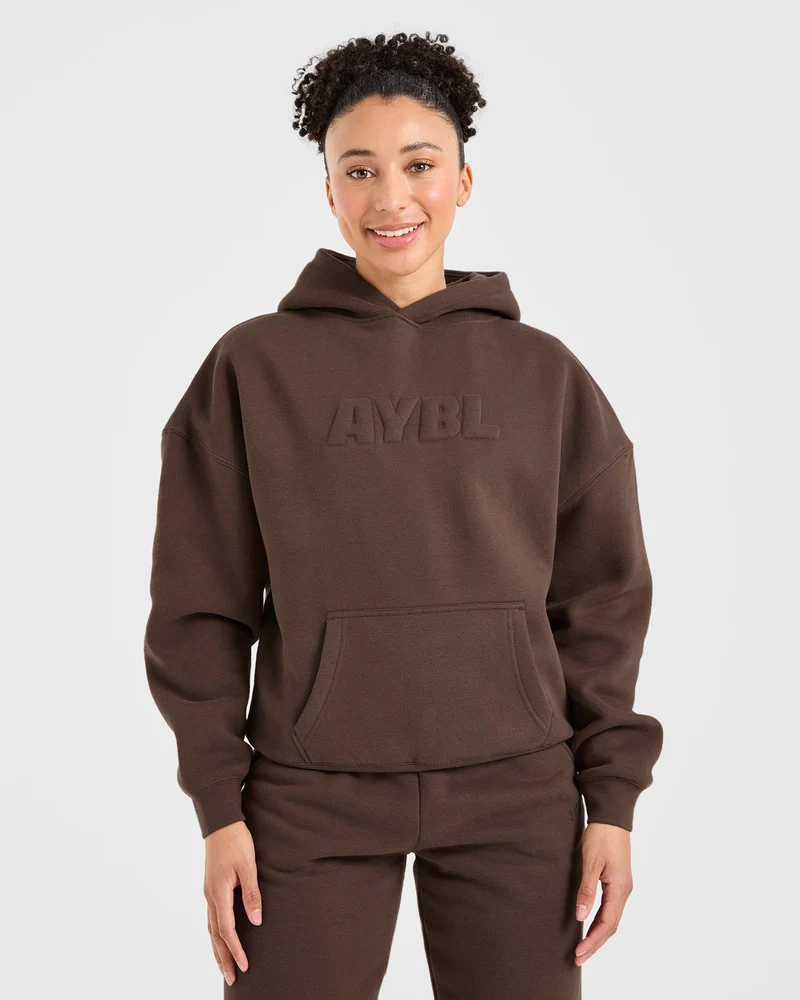 Classic Plush Oversized Hoodie - Marron