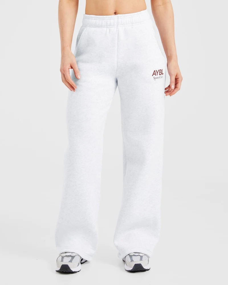 AYBL Sports Club Oversized Straight Leg Joggers - Gris Marl/Burgundy