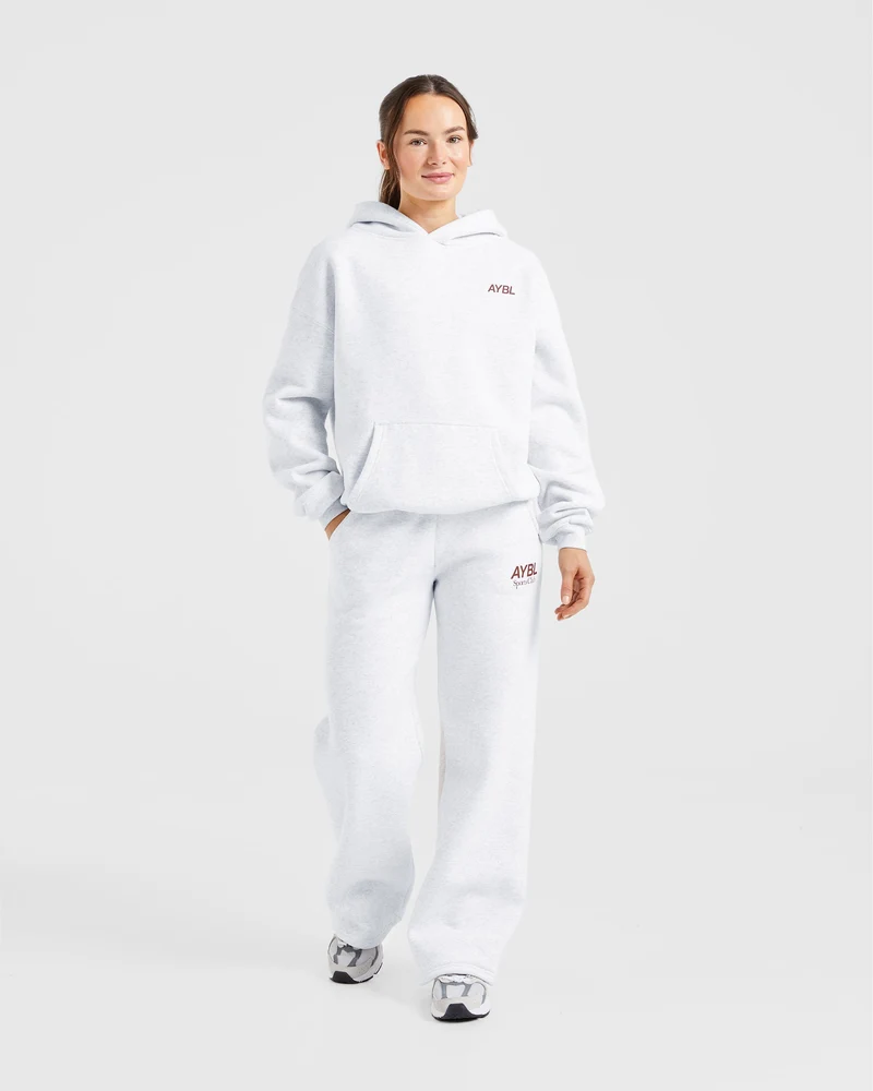AYBL Sports Club Oversized Straight Leg Joggers - Gris Marl/Burgundy