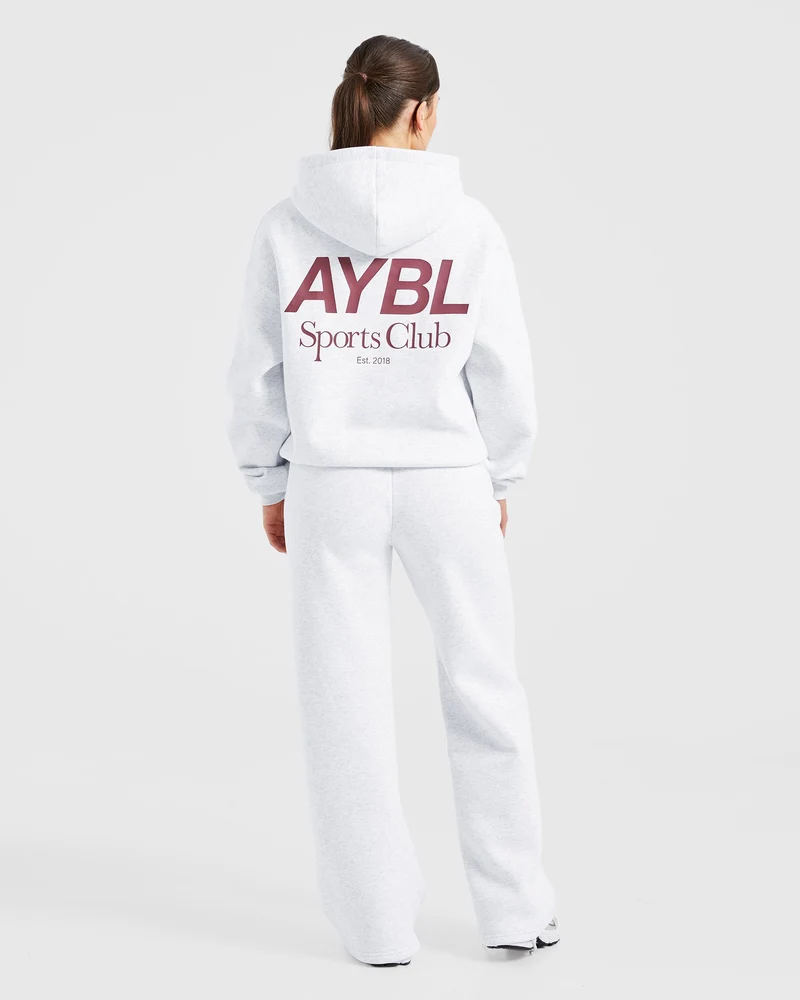AYBL Sports Club Oversized Straight Leg Joggers - Gris Marl/Burgundy
