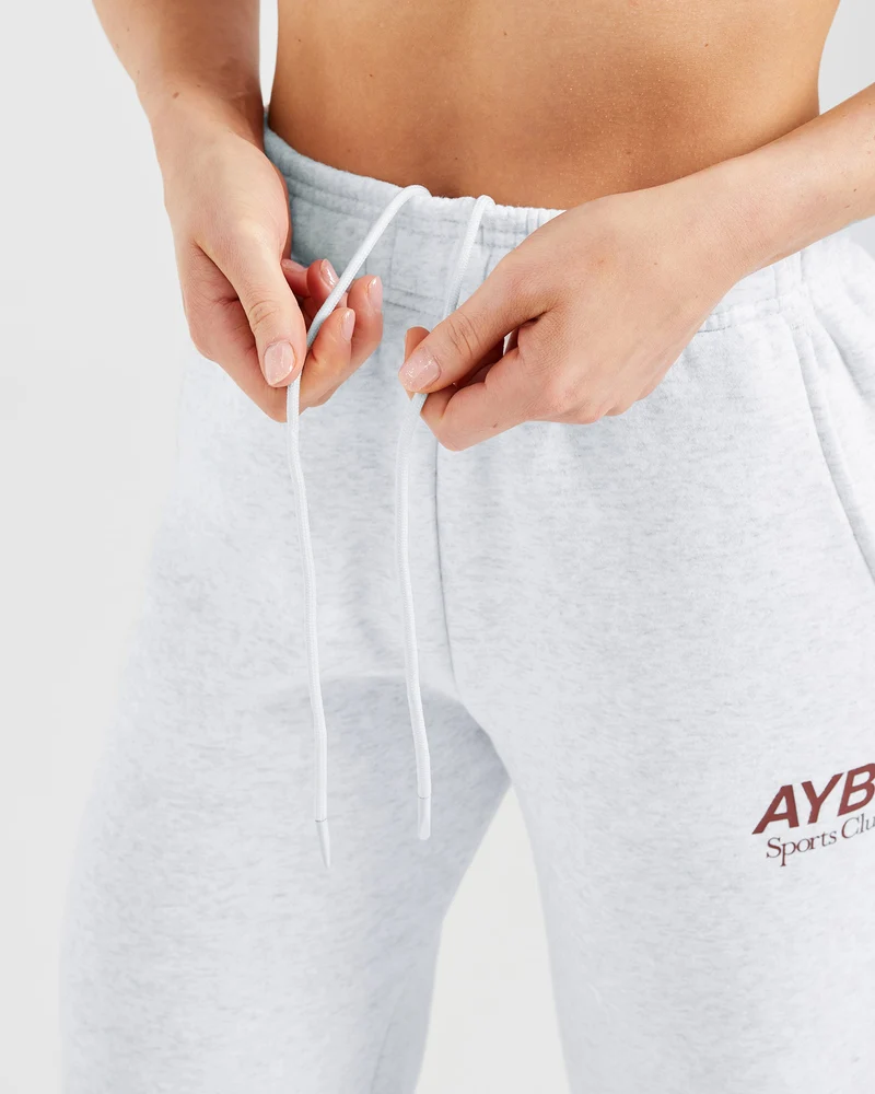 AYBL Sports Club Oversized Straight Leg Joggers - Gris Marl/Burgundy