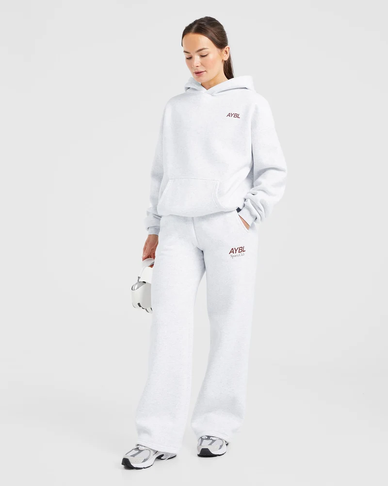 AYBL Sports Club Oversized Straight Leg Joggers - Gris Marl/Burgundy