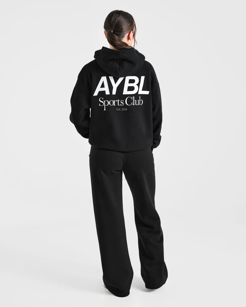 AYBL Sports Club Oversized Straight Leg Joggers - Noir/Blanc