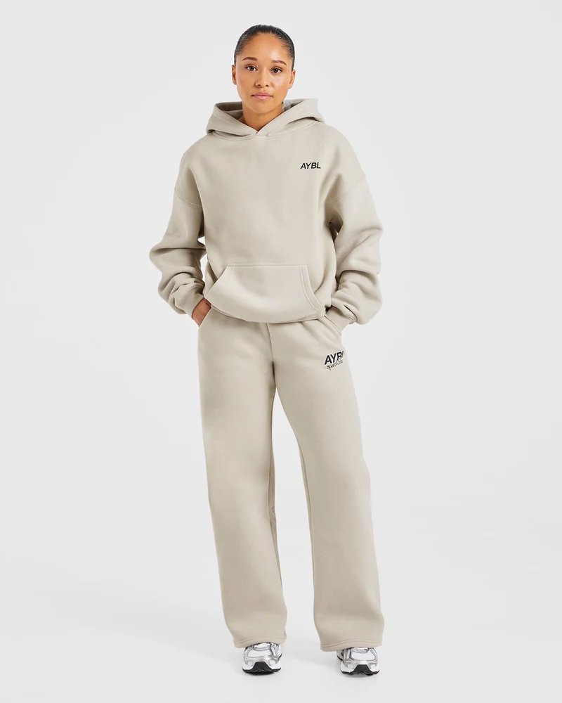 AYBL Sports Club Oversized Straight Leg Joggers - Sand/Navy
