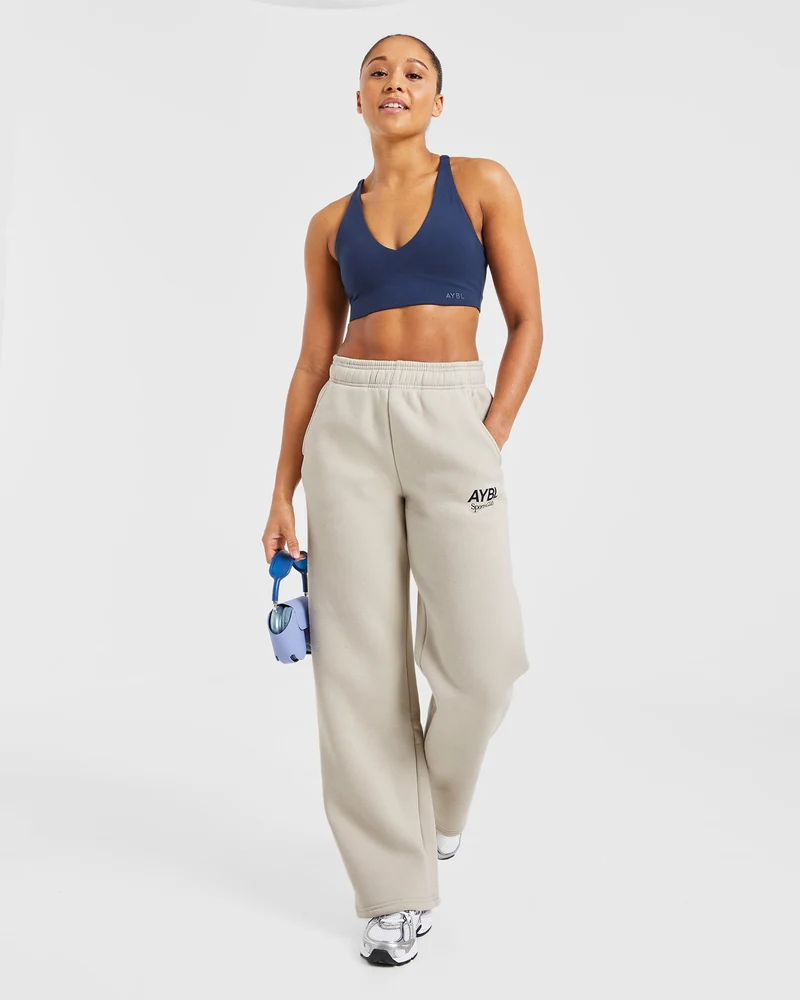 AYBL Sports Club Oversized Straight Leg Joggers - Sand/Navy