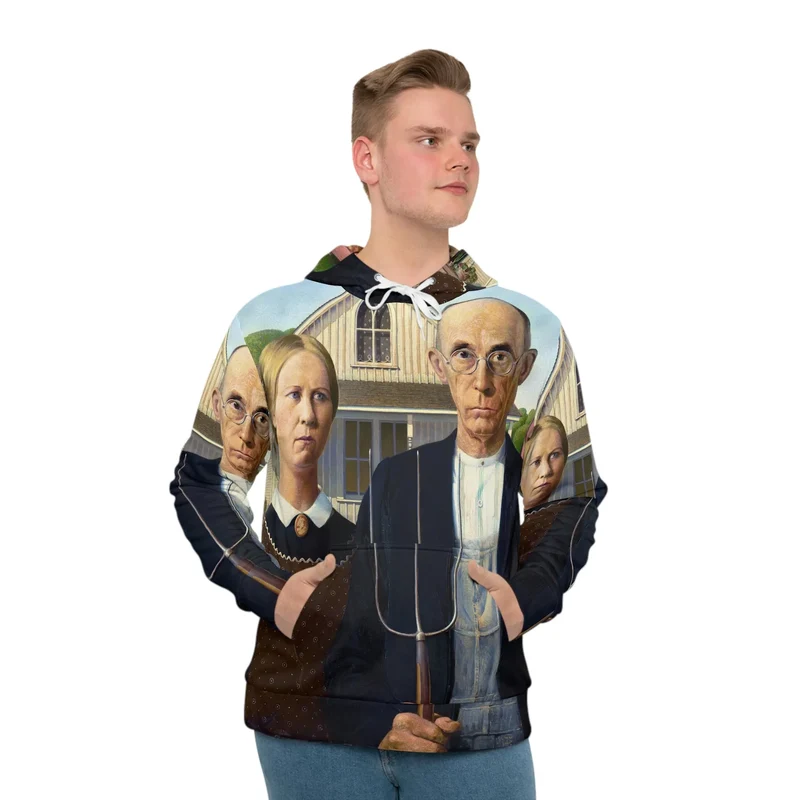 American Gothic by Grant Wood Art Hoodie