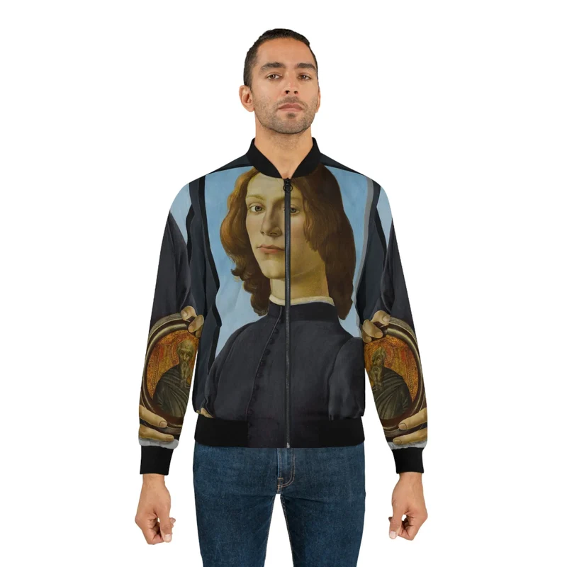 Portrait of a Young Man by Sandro Botticelli Bomber Jacket