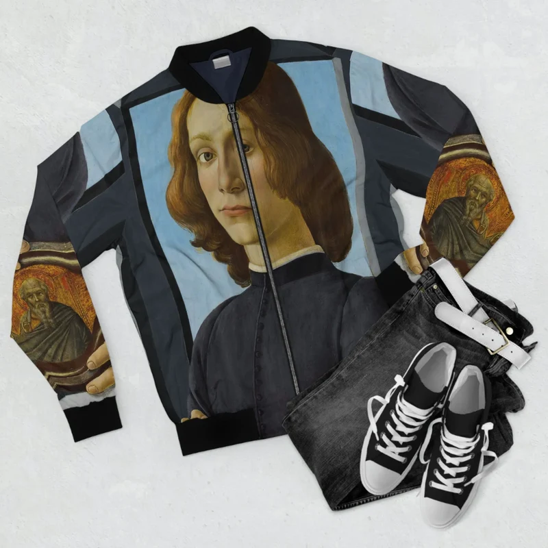 Portrait of a Young Man by Sandro Botticelli Bomber Jacket