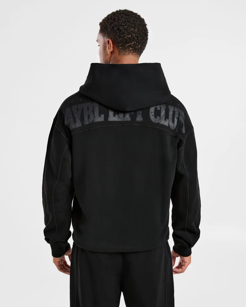 Lift Club Distressed Hoodie - Noir/Charcoal