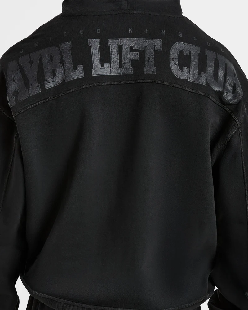Lift Club Distressed Hoodie - Noir/Charcoal