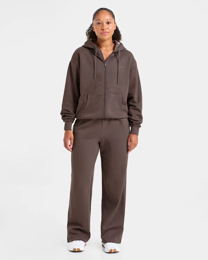 Lifestyle Oversized Zip Up Hoodie - Umber Marron