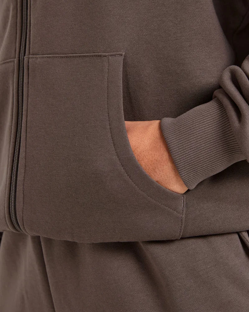 Lifestyle Oversized Zip Up Hoodie - Umber Marron
