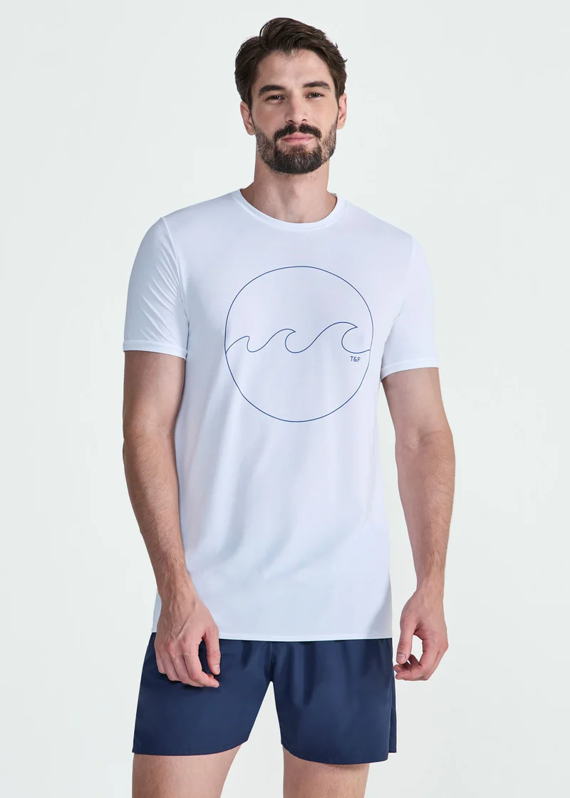 T-shirt Homem Manga Curta Ondulação