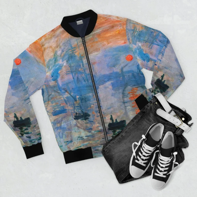 Impression Sunrise by Claude Monet Art Bomber Jacket