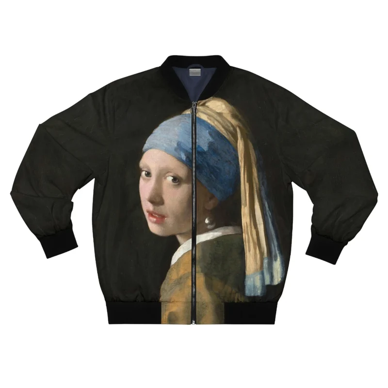 Girl with a Pearl Earring Johannes Vermeer Bomber Jacket