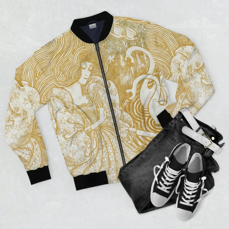 Woman with a Butterfly by Jan Toorop Art Bomber Jacket