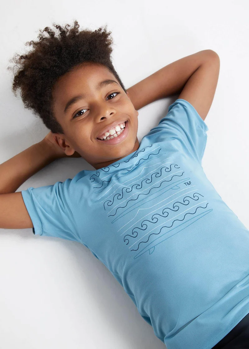 T-Shirt Infantil Homem Manga Curta Thermodry Praia