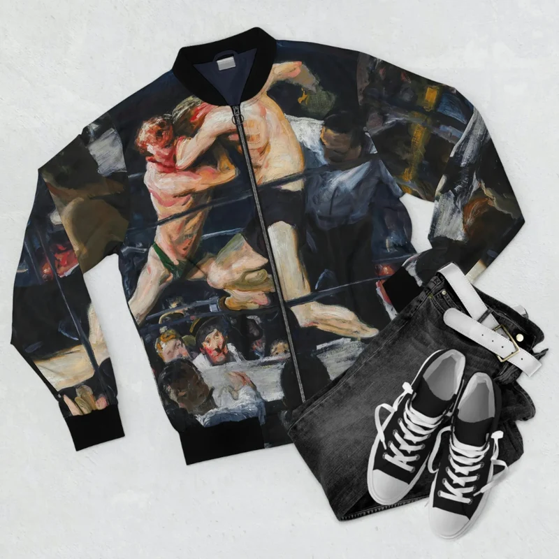 Stag at Sharkey's George Bellows Art Bomber Jacket
