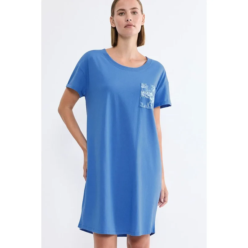Chemise de nuit femme moderne décontractée coton doux côtelé NIGHTDRESSES 10225066-005J