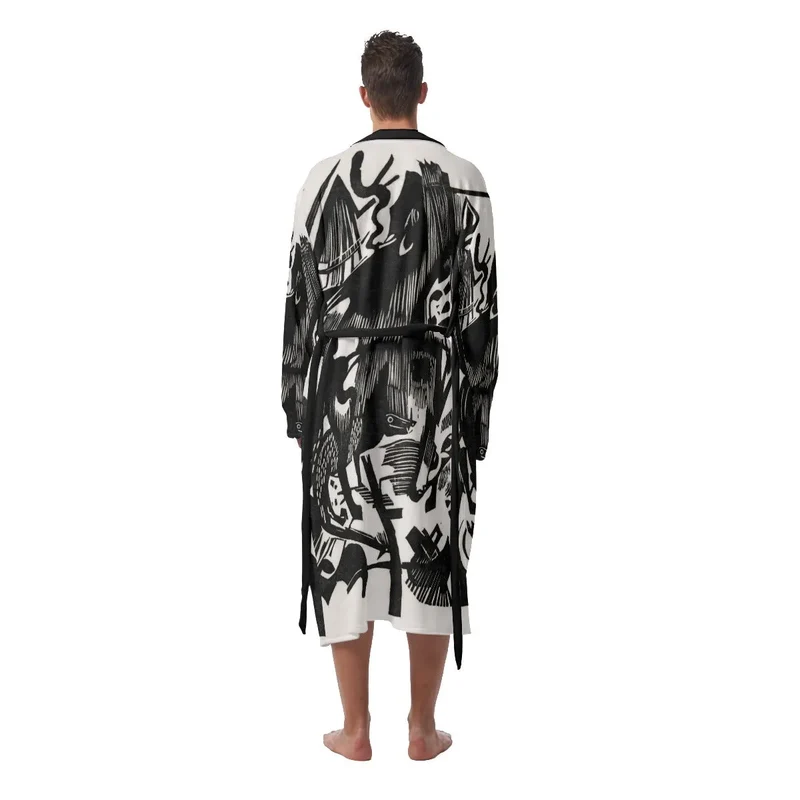 Birth of the Wolves by Franz Marc Art Heavy Fleece Robe