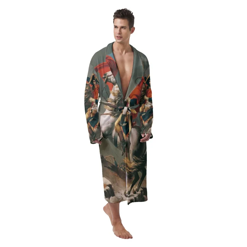 Napoleon Crossing the Alps Art Heavy Fleece Robe