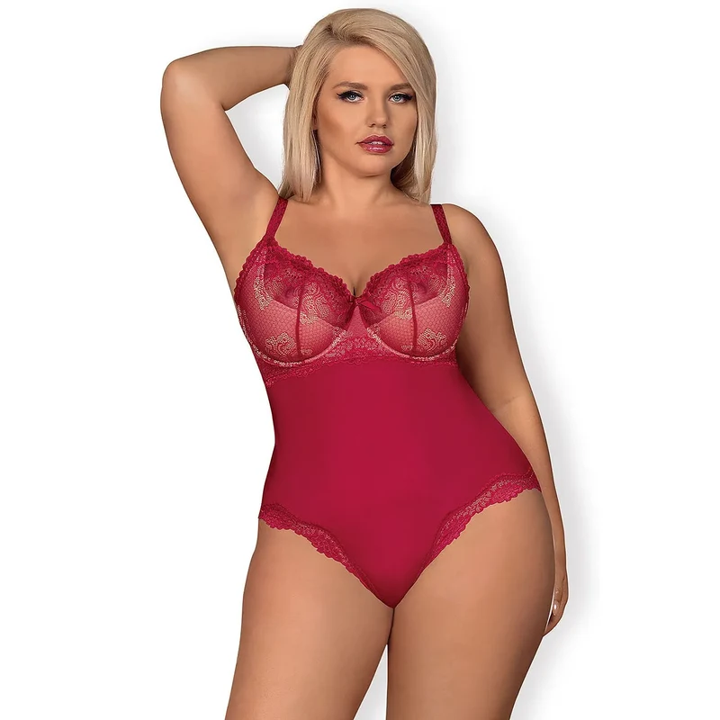 Body sensuel rouge foncé bretelles réglables bonnets rembourrés Obsessive