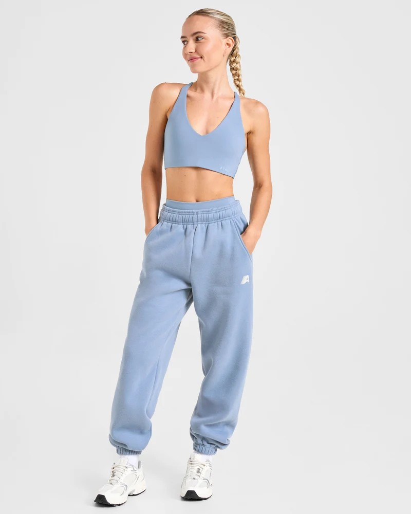Retro Athletics Oversized Joggers - Vintage Bleu