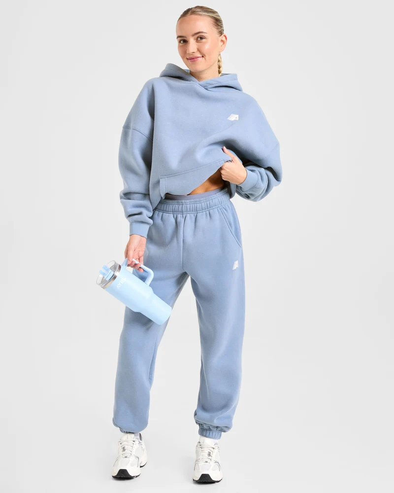 Retro Athletics Oversized Joggers - Vintage Bleu